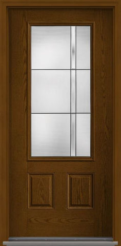 WDMA 32x80 Door (2ft8in by 6ft8in) Exterior Oak Axis 3/4 Lite 2 Panel Fiberglass Single Door HVHZ Impact 1