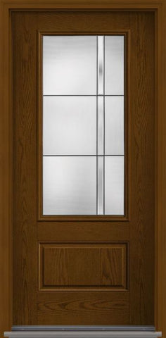 WDMA 32x80 Door (2ft8in by 6ft8in) Exterior Oak Axis 3/4 Lite 1 Panel Fiberglass Single Door HVHZ Impact 1