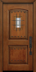 WDMA 32x80 Door (2ft8in by 6ft8in) Exterior Knotty Alder IMPACT | 80in 2 Panel Arch Door with Speakeasy / Clavos 1