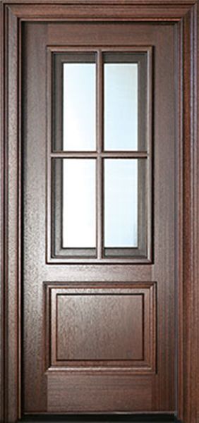 WDMA 32x80 Door (2ft8in by 6ft8in) Exterior Swing Mahogany Breezeport TDL 4LT Single Door 2-1/4 Thick 1