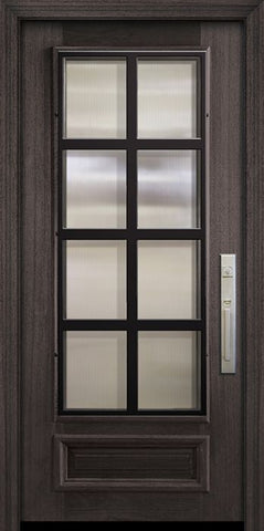WDMA 32x80 Door (2ft8in by 6ft8in) Exterior Mahogany 80in 3/4 Lite Minimal Steel Grille Portobello Door 2
