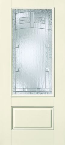 WDMA 32x80 Door (2ft8in by 6ft8in) Exterior Smooth Fiberglass Impact HVHZ Door 3/4 Lite 1 Panel Maple Park 6ft8in 1