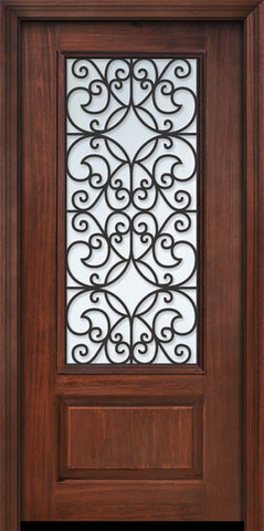 WDMA 32x80 Door (2ft8in by 6ft8in) Exterior Cherry 80in 1 Panel 3/4 Lite Florence / Walnut Door 1