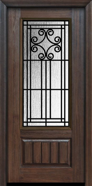 WDMA 32x80 Door (2ft8in by 6ft8in) Exterior Cherry 80in 1 Panel 3/4 Lite Novara / Walnut Door 1