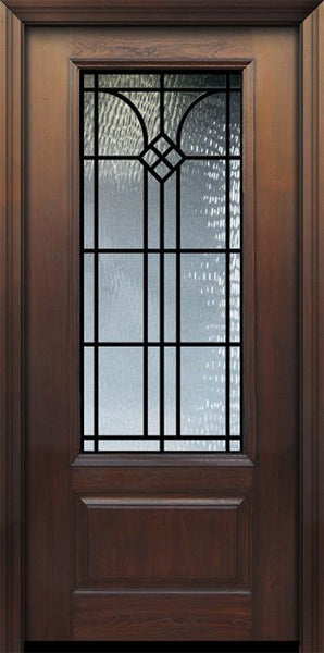 WDMA 32x80 Door (2ft8in by 6ft8in) Exterior Cherry 80in 1 Panel 3/4 Lite Cantania / Walnut Door 1