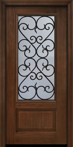 WDMA 32x80 Door (2ft8in by 6ft8in) Exterior Cherry 80in 1 Panel 3/4 Lite Palermo / Walnut Door 1