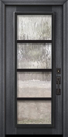 WDMA 32x80 Door (2ft8in by 6ft8in) Exterior Mahogany 80in Full Lite Urban Steel Grille Portobello Door 2