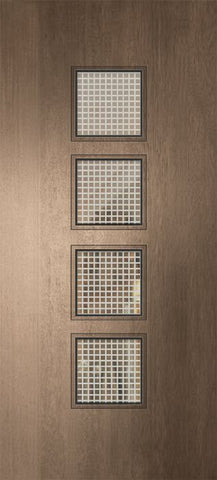 WDMA 32x80 Door (2ft8in by 6ft8in) Exterior Mahogany 80in Venice Contemporary Door w/Metal Grid 1
