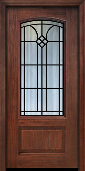 WDMA 32x80 Door (2ft8in by 6ft8in) Exterior Cherry 80in 1 Panel 3/4 Arch Lite Cantania / Walnut Door 1