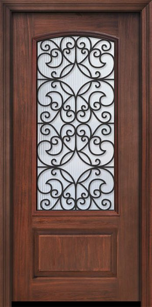 WDMA 32x80 Door (2ft8in by 6ft8in) Exterior Cherry 80in 1 Panel 3/4 Arch Lite Florence / Walnut Door 1