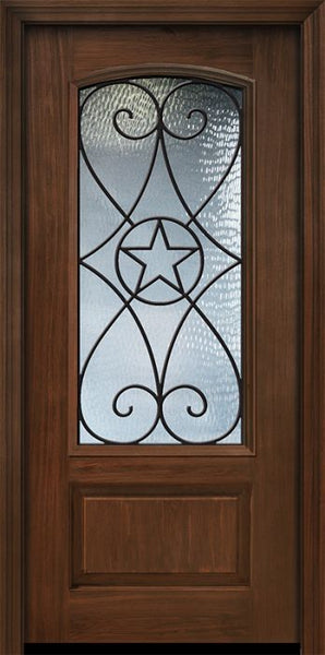 WDMA 32x80 Door (2ft8in by 6ft8in) Exterior Cherry 80in 1 Panel 3/4 Arch Lite Austin / Walnut Door 1