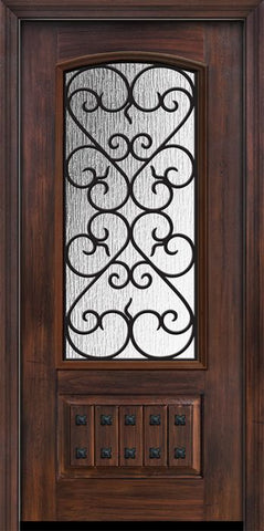 WDMA 32x80 Door (2ft8in by 6ft8in) Exterior Cherry 80in 1 Panel 3/4 Arch Lite Palermo / Walnut Door 1