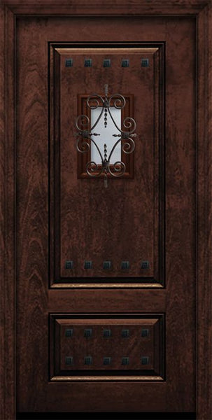 WDMA 32x80 Door (2ft8in by 6ft8in) Exterior Mahogany 80in 2 Panel Square Door with Speakeasy / Clavos 1