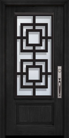 WDMA 32x80 Door (2ft8in by 6ft8in) Exterior Cherry 80in 1 Panel 3/4 Lite Moderna Steel Grille Door 1