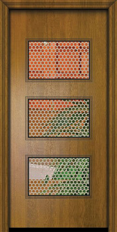 WDMA 32x80 Door (2ft8in by 6ft8in) Exterior Mahogany 80in Santa Monica Contemporary Door w/Metal Grid 2