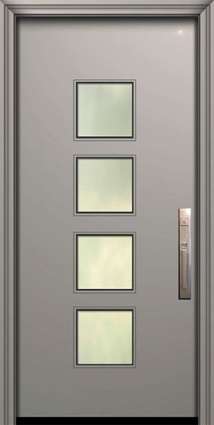 WDMA 32x80 Door (2ft8in by 6ft8in) Exterior Smooth 80in Venice Solid Contemporary Door w/Textured Glass 1