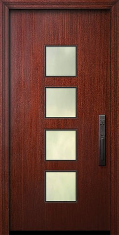 WDMA 32x80 Door (2ft8in by 6ft8in) Exterior Mahogany 80in Venice Solid Contemporary Door w/Textured Glass 1