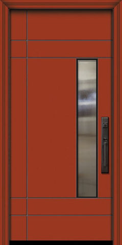 WDMA 32x80 Door (2ft8in by 6ft8in) Exterior Smooth 80in Santa Barbara Solid Contemporary Door w/Metal Grid 1