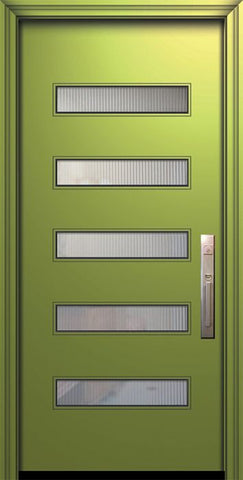WDMA 32x80 Door (2ft8in by 6ft8in) Exterior Smooth 80in Beverly Solid Contemporary Door w/Textured Glass 1