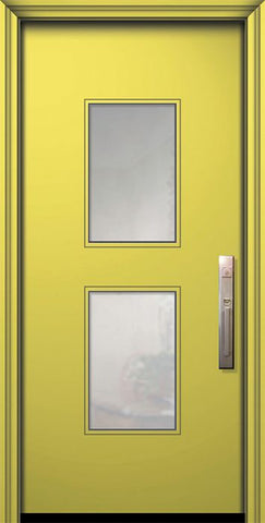 WDMA 32x80 Door (2ft8in by 6ft8in) Exterior Smooth 80in Newport Solid Contemporary Door w/Textured Glass 1