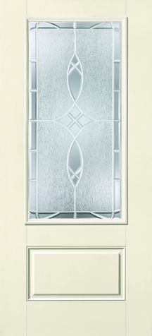 WDMA 32x80 Door (2ft8in by 6ft8in) Exterior Smooth Fiberglass Impact HVHZ Door 3/4 Lite 1 Panel Blackstone 6ft8in 1
