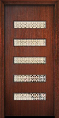 WDMA 32x80 Door (2ft8in by 6ft8in) Exterior Mahogany 80in Beverly Solid Contemporary Door w/Metal Grid 1