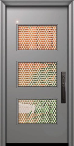 WDMA 32x80 Door (2ft8in by 6ft8in) Exterior Smooth 80in Santa Monica Solid Contemporary Door w/Metal Grid 1