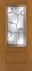 WDMA 32x80 Door (2ft8in by 6ft8in) Exterior Oak Fiberglass Impact Door 3/4 Lite Avonlea 6ft8in 1