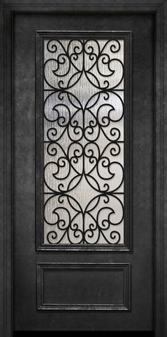 WDMA 32x80 Door (2ft8in by 6ft8in) Exterior 80in ThermaPlus Steel Florence 1 Panel 3/4 Lite GBG Door 1