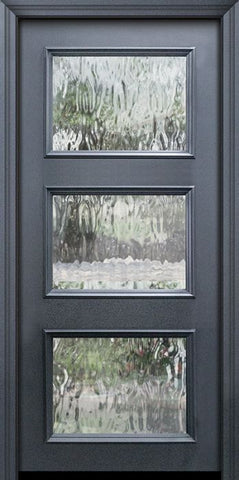 WDMA 32x80 Door (2ft8in by 6ft8in) Exterior 80in ThermaPlus Steel 3 Lite Continental Door w/ Textured Glass 1