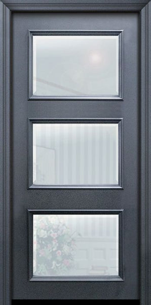 WDMA 32x80 Door (2ft8in by 6ft8in) Exterior 80in ThermaPlus Steel 3 Lite Continental Door w/ Beveled Glass 1