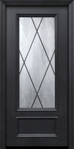 WDMA 32x80 Door (2ft8in by 6ft8in) Exterior 80in ThermaPlus Steel Sandringham 1 Panel 3/4 Lite Door 1