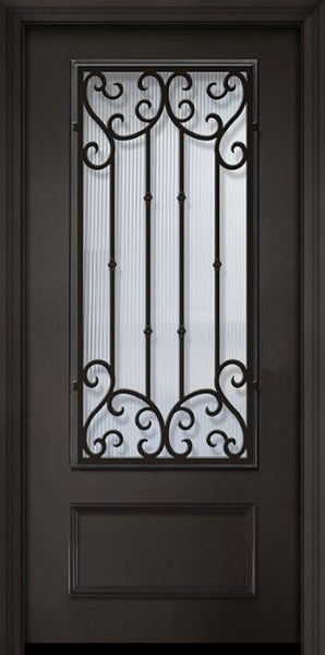 WDMA 32x80 Door (2ft8in by 6ft8in) Exterior 80in ThermaPlus Steel Valencia 1 Panel 3/4 Lite Door 1