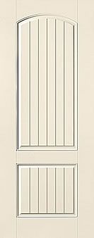 WDMA 32x96 Door (2ft8in by 8ft) Exterior Smooth Fiberglass Impact Door 8ft 2 Panel Plank Soft Arch 1