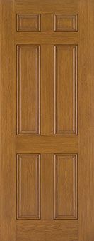 WDMA 32x96 Door (2ft8in by 8ft) Exterior Oak Fiberglass Impact Door 8ft 6 Panel 1