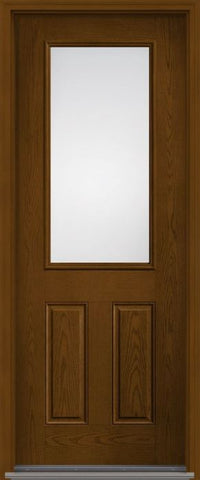 WDMA 32x96 Door (2ft8in by 8ft) Exterior Oak Low-E 8ft Half Lite 2 Panel Fiberglass Single Door HVHZ Impact 1