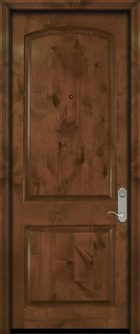 WDMA 32x96 Door (2ft8in by 8ft) Exterior Knotty Alder 96in Arch 2 Panel Estancia Alder Door 2