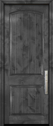 WDMA 32x96 Door (2ft8in by 8ft) Exterior Knotty Alder 96in Arch 2 Panel V-Grooved Estancia Alder Door 2