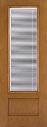 WDMA 32x96 Door (2ft8in by 8ft) Patio Oak Fiberglass Impact Exterior Door 8ft 3/4 Lite Blinds 2