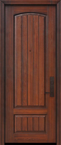 WDMA 32x96 Door (2ft8in by 8ft) Exterior Cherry IMPACT | 96in 2 Panel Arch V-Grooved or Knotty Alder Door 1
