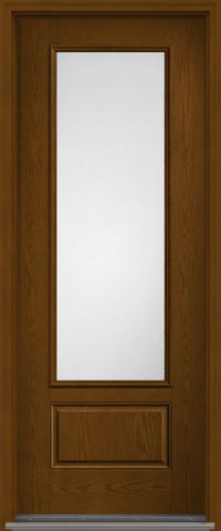 WDMA 32x96 Door (2ft8in by 8ft) Patio Oak Clear 8ft 3/4 Lite 1 Panel Fiberglass Single Exterior Door HVHZ Impact 1