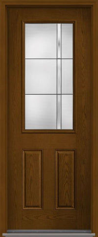 WDMA 32x96 Door (2ft8in by 8ft) Exterior Oak Axis 8ft Half Lite 2 Panel Fiberglass Single Door HVHZ Impact 1