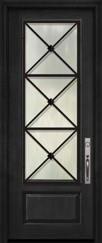 WDMA 32x96 Door (2ft8in by 8ft) Exterior Cherry IMPACT | 96in 1 Panel 3/4 Lite Republic Door 1