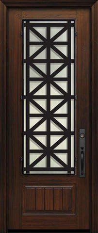 WDMA 32x96 Door (2ft8in by 8ft) Exterior Cherry IMPACT | 96in 1 Panel 3/4 Lite Contempo Steel Grille Door 1