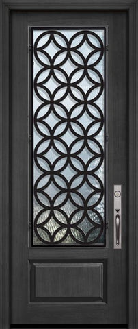 WDMA 32x96 Door (2ft8in by 8ft) Exterior Cherry IMPACT | 96in 1 Panel 3/4 Lite Eclectic Steel Grille Door 1