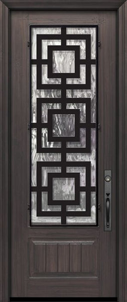 WDMA 32x96 Door (2ft8in by 8ft) Exterior Cherry IMPACT | 96in 1 Panel 3/4 Lite Moderna Steel Grille Door 1