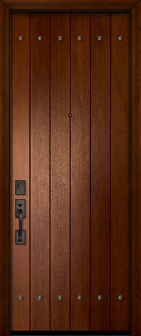 WDMA 32x96 Door (2ft8in by 8ft) Exterior Mahogany IMPACT | 96in Plank Door with Clavos 1