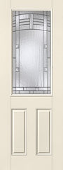 WDMA 32x96 Door (2ft8in by 8ft) Exterior Smooth Fiberglass Impact Door 8ft 1/2 Lite Maple Park 1