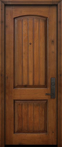 WDMA 32x96 Door (2ft8in by 8ft) Exterior Knotty Alder 96in 2 Panel Arch V-Groove Door 1
