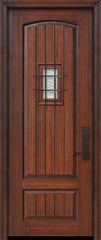 WDMA 32x96 Door (2ft8in by 8ft) Exterior Cherry 96in 2 Panel Arch V-Grooved or Knotty Alder Door with Speakeasy 1